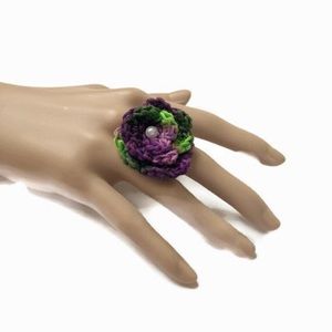 Adjustable Flower Ring Statement Ring